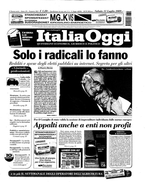 Italia oggi : quotidiano di economia finanza e politica